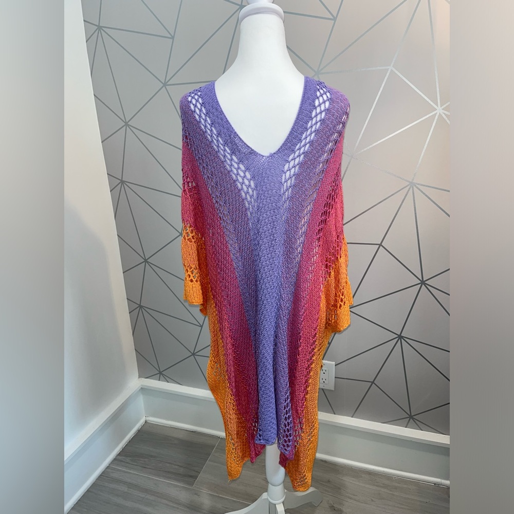 SHIRALEAH COLORFUL COVER UP, PURPLE PINK ORANGE - Picture 2 of 4